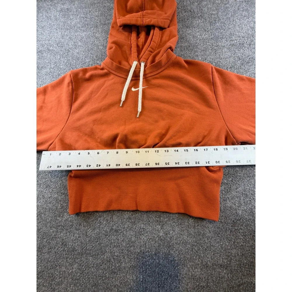 Nike Womens Essential Cropped Hoodie Burnt Orange Fleece Sweatshirt Medium 0372